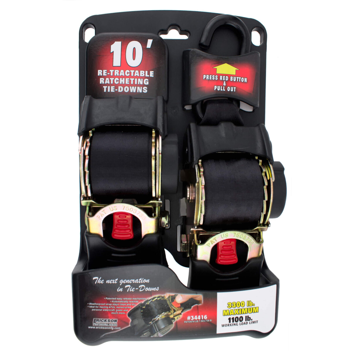 Erickson 2" Re-Tractable Ratchet Tie Downs