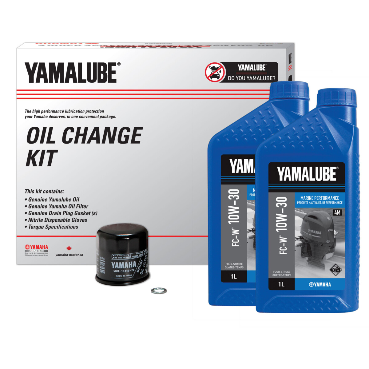 Kit de vidange d'huile 10W-30 4M produits nautiques de performance de Yamalube(MD) - OB (4 L)